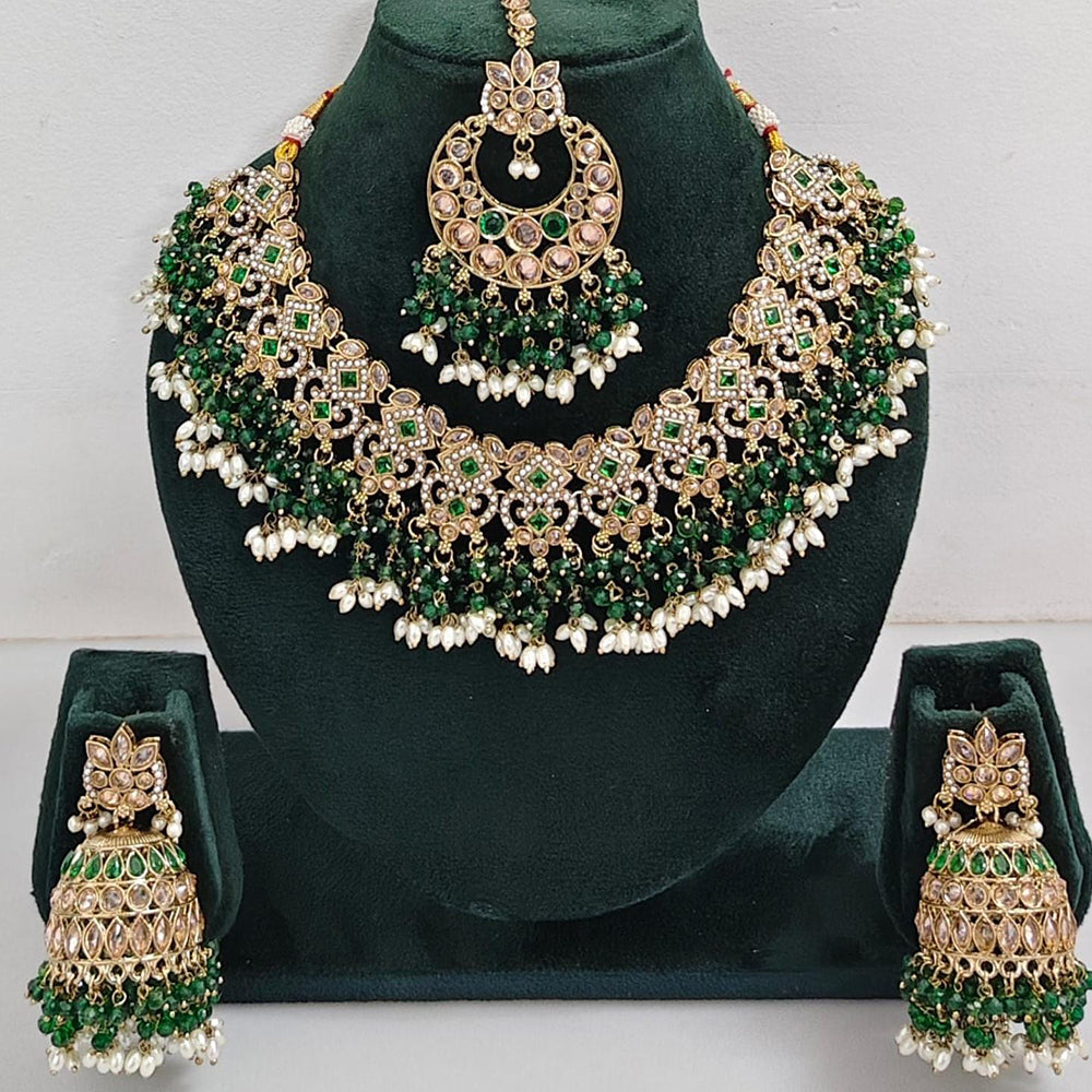 Manisha Jewellery Styled to Shine Crystal Stone And Beads Elegant Necklace Set