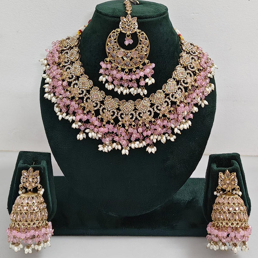Manisha Jewellery Styled to Shine Crystal Stone And Beads Elegant Necklace Set