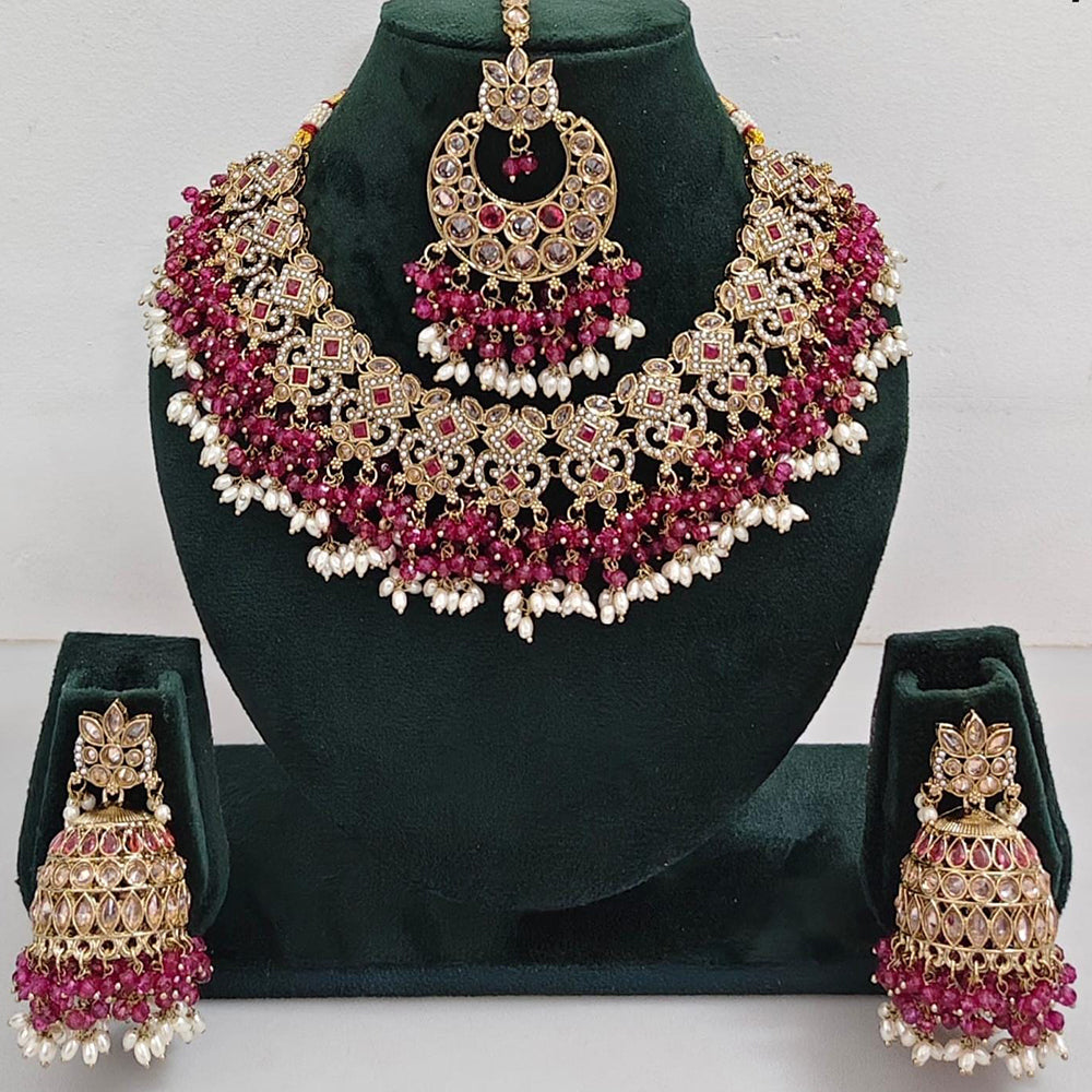 Manisha Jewellery Styled to Shine Crystal Stone And Beads Elegant Necklace Set