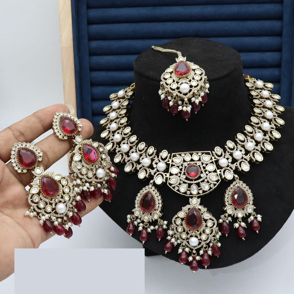 Manisha Jewellery Styled to Shine Crystal Stone And Beads Elegant Necklace Set