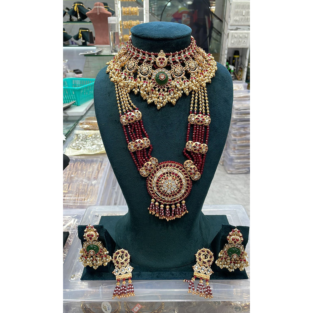 Manisha Jewellery Traditional Pota And Pearl Necklace Combo Set Perfet For Wedding