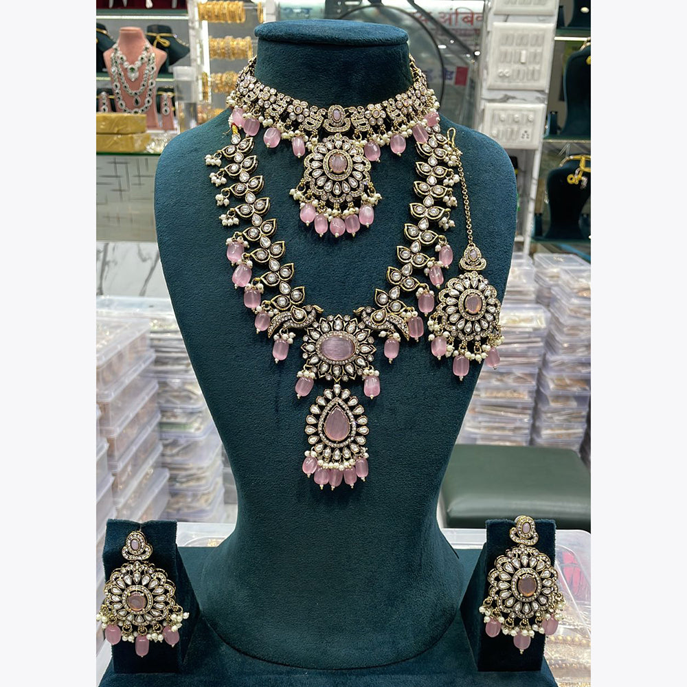 Manisha Jewellery Traditional Pota And Pearl Necklace Combo Set Perfet For Wedding