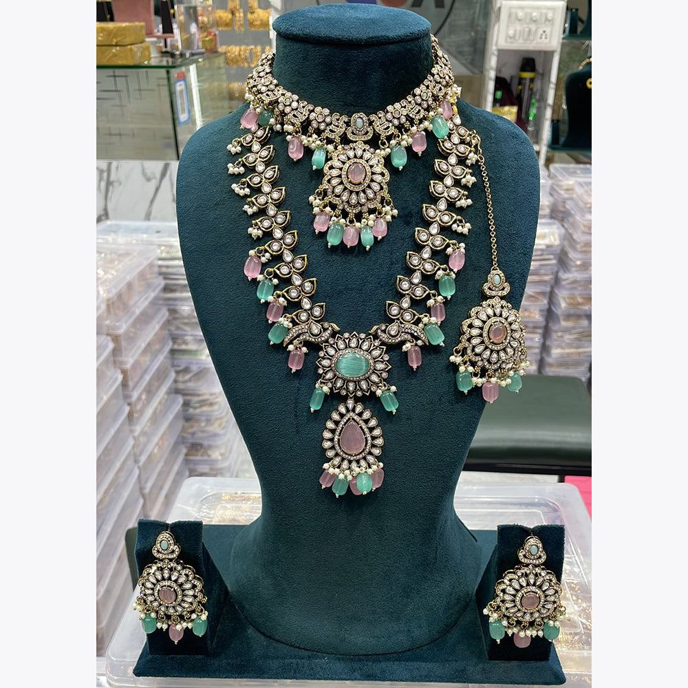 Manisha Jewellery Traditional Pota And Pearl Necklace Combo Set Perfet For Wedding