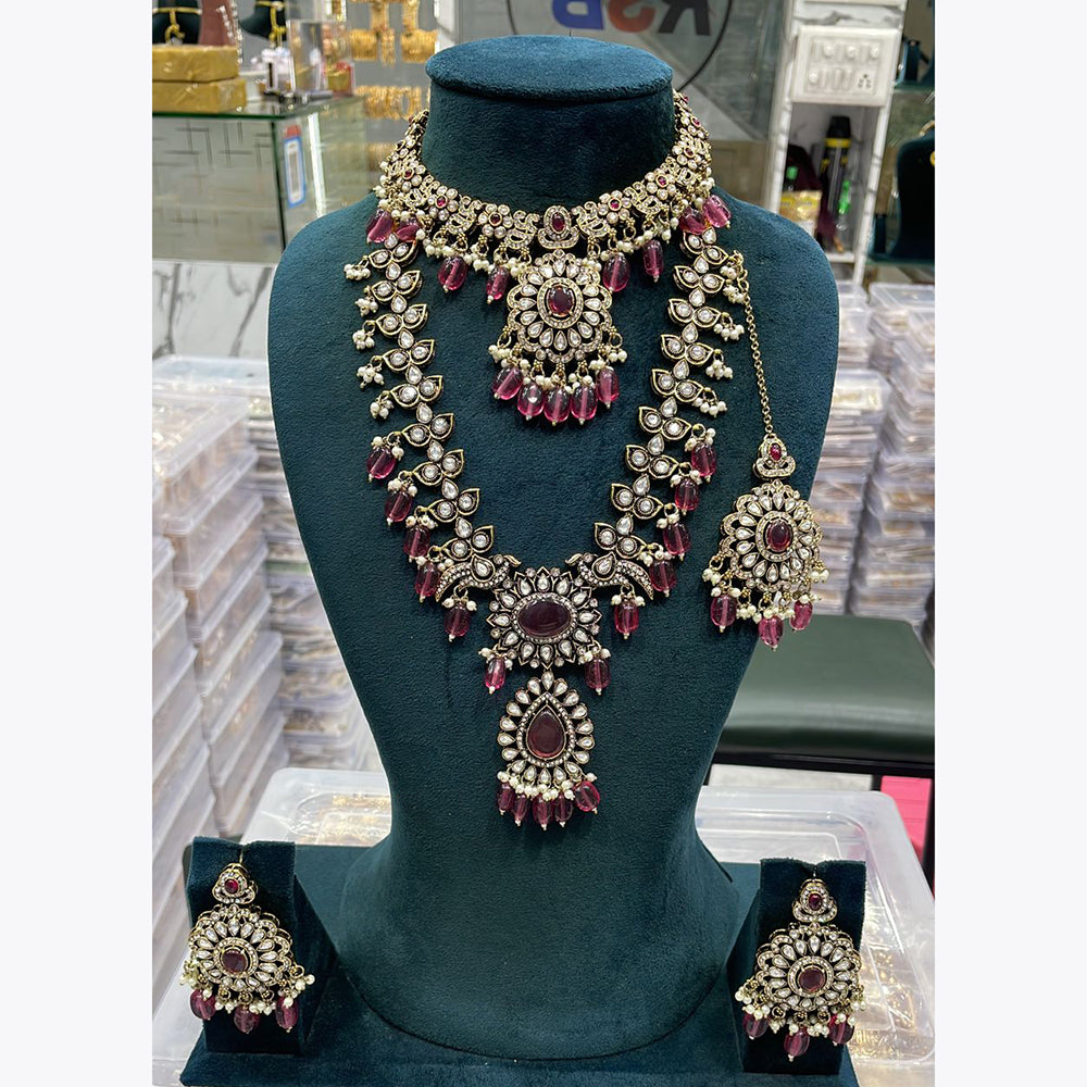 Manisha Jewellery Traditional Pota And Pearl Necklace Combo Set Perfet For Wedding