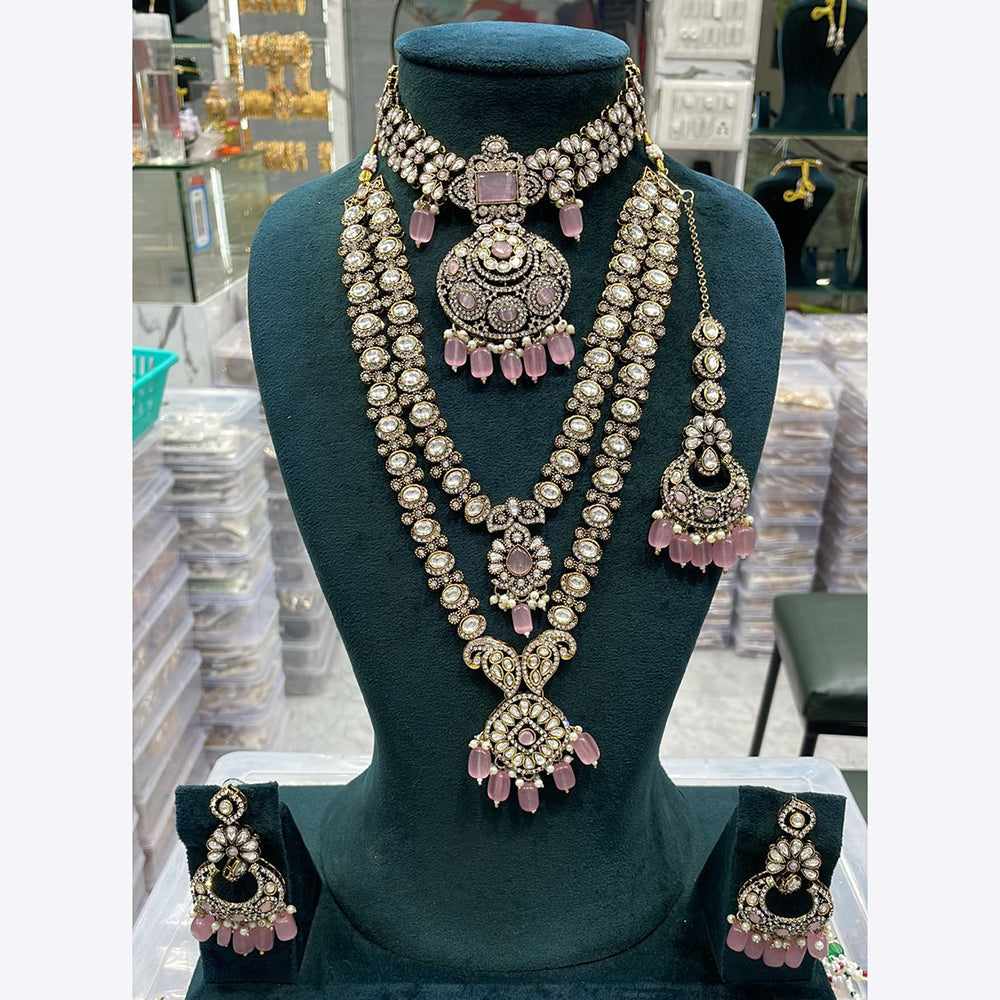 Manisha Jewellery Traditional Pota And Pearl Necklace Combo Set Perfet For Wedding