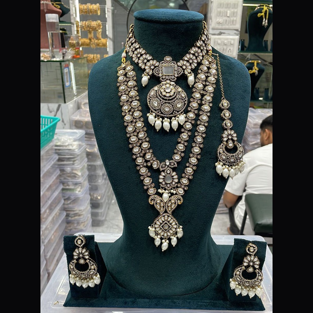 Manisha Jewellery Traditional Pota And Pearl Necklace Combo Set Perfet For Wedding
