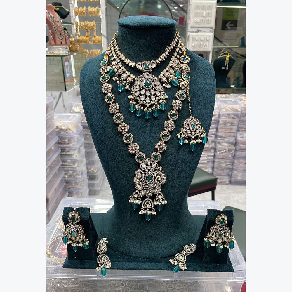 Manisha Jewellery Traditional Pota And Pearl Necklace Combo Set Perfet For Wedding