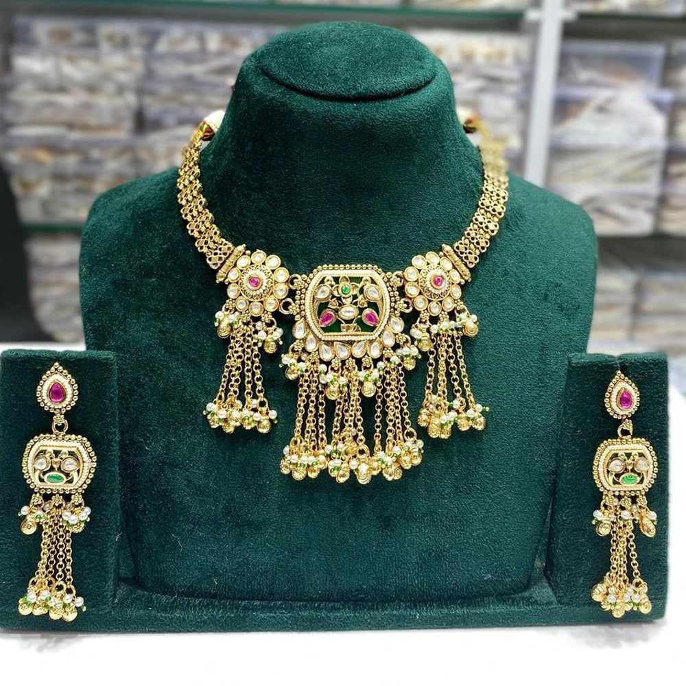 Manisha Jewellery Luxurious Pota and Kundan Choker Necklace with Ghungroo Drops