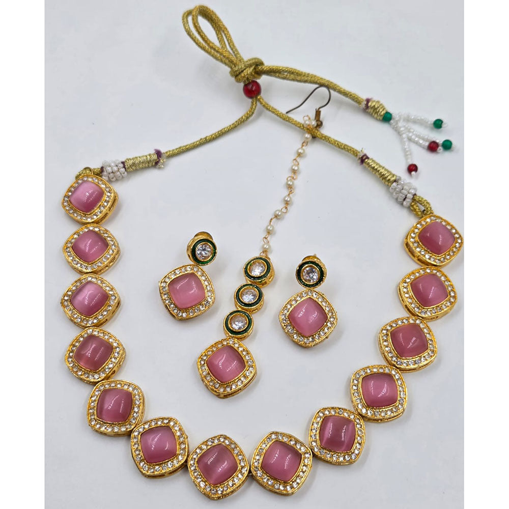 Manisha Jewellery Royal Austrian And Pota Stone Necklace Set