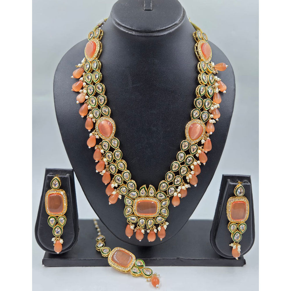 Manisha Jewellery Premium Pota Stone And Beads Long Necklace Set