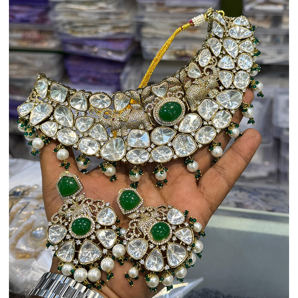 Manisha Jewellery Pota Stone And Beads Choker Necklace Set