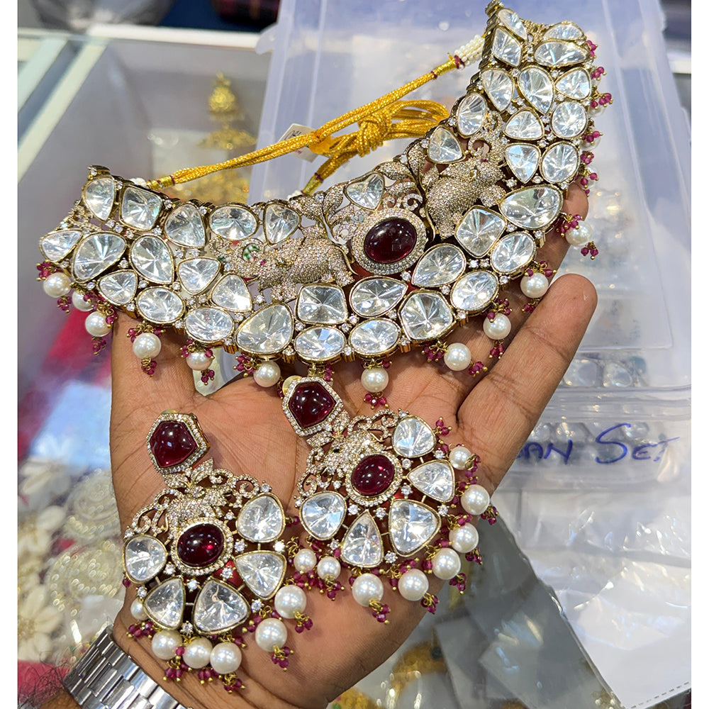 Manisha Jewellery Pota Stone And Beads Choker Necklace Set