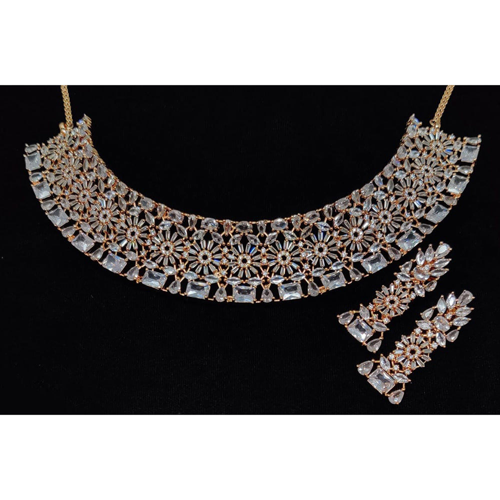 Manisha Jewellery American Diamond Designer Choker Necklace Set