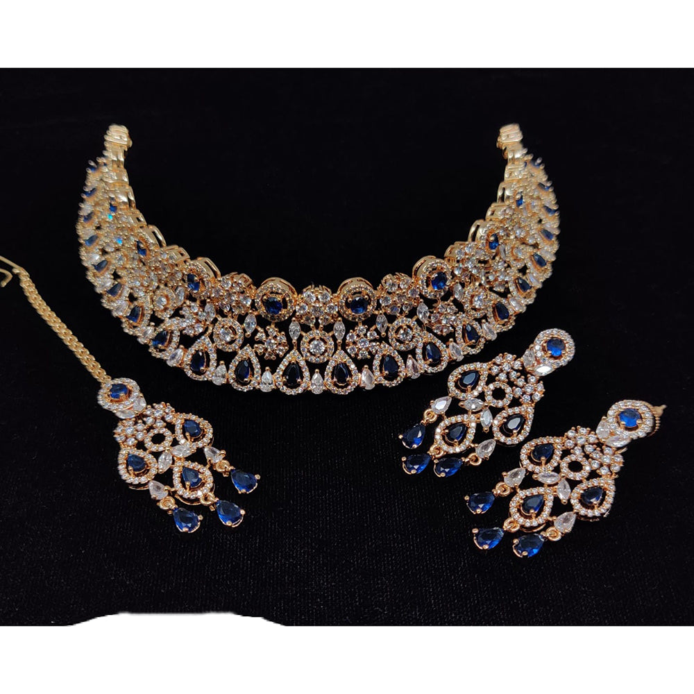 Manisha Jewellery American Diamond Designer Choker Necklace Set