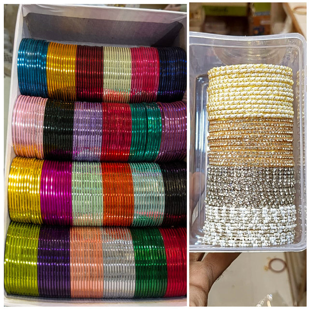 Manisha Jewellery Royal Look Multicolor Austrian Stone And Pearl Bangles Set