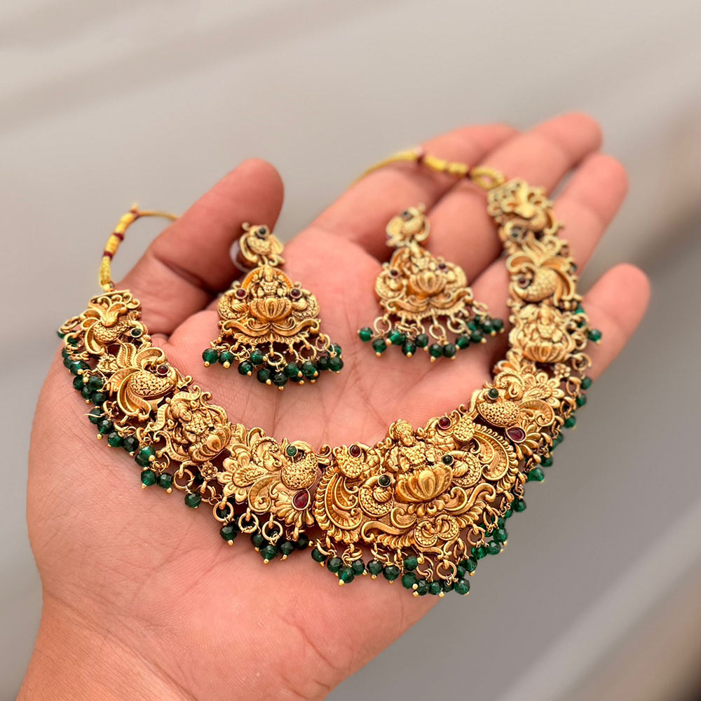 Manisha Jewellery Royal Pota Stone And Temple Designer Necklace Set