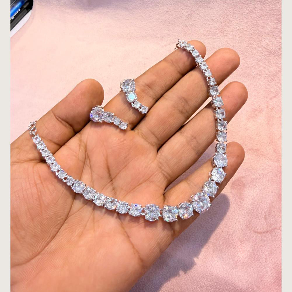 Manisha Jewellery Premium American Diamond Designer Necklace Set