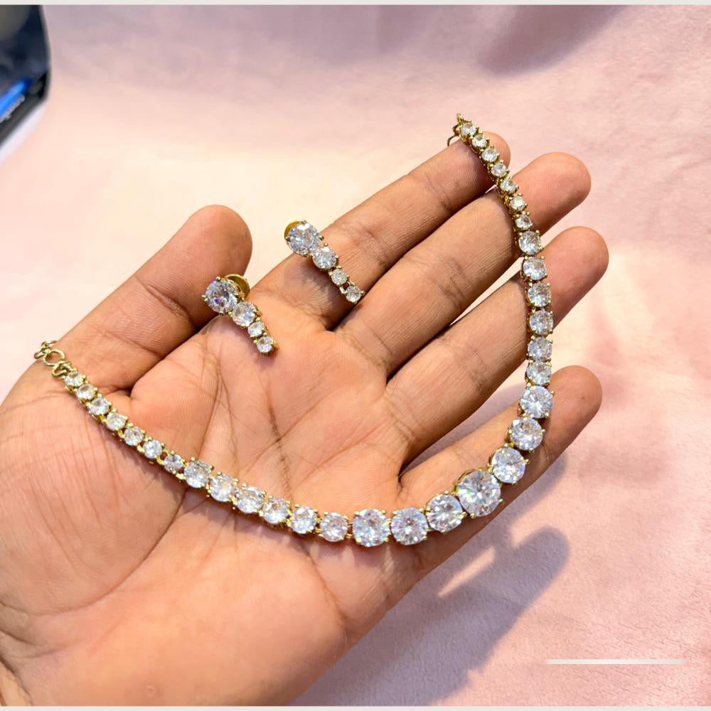 Manisha Jewellery Premium American Diamond Designer Necklace Set