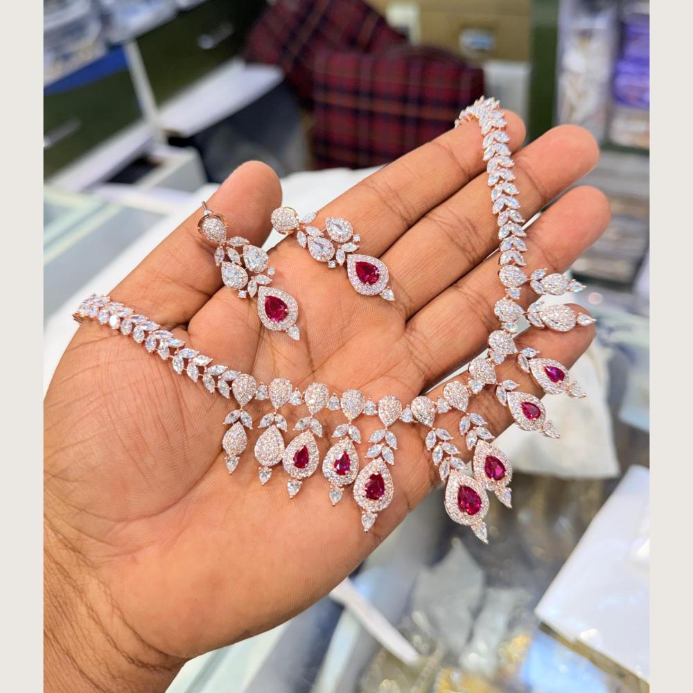 Manisha Jewellery Premium American Diamond Designer Necklace Set