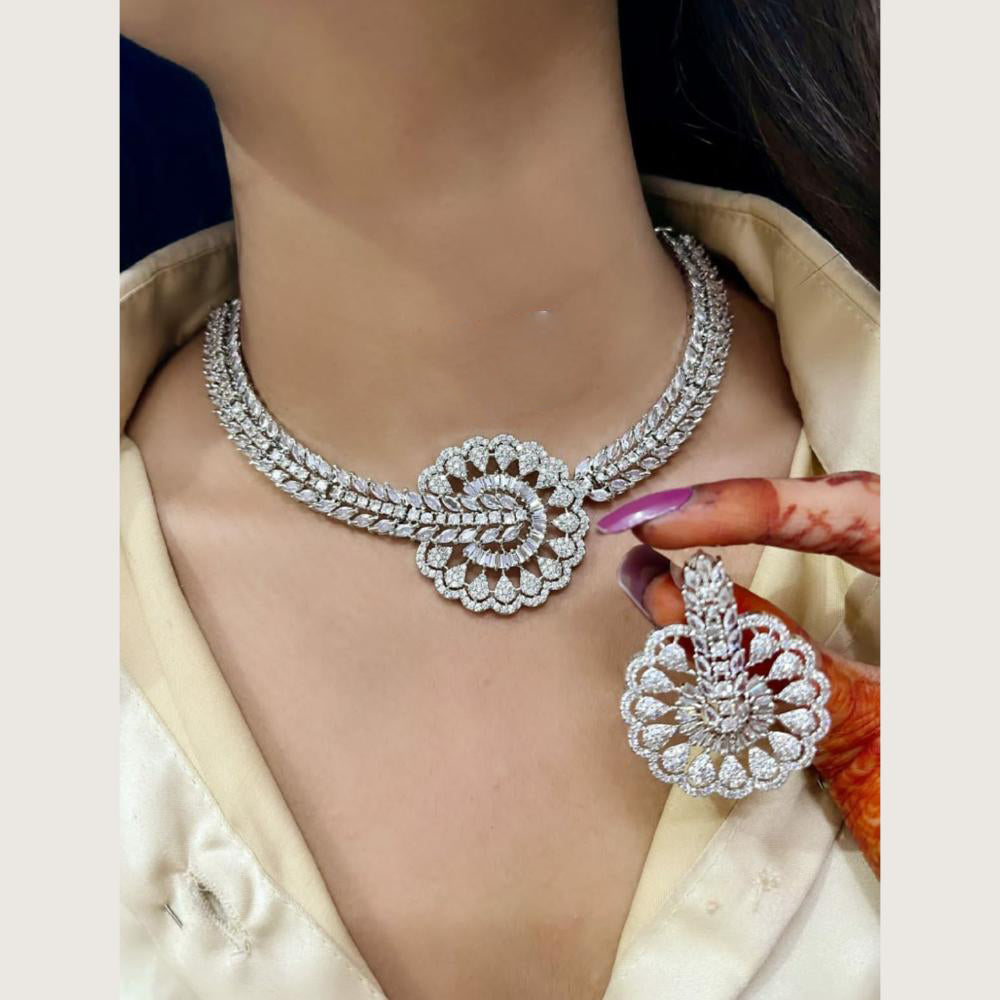 Manisha Jewellery Premium American Diamond Designer Necklace Set