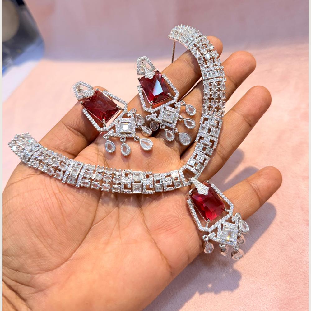 Manisha Jewellery Premium American Diamond Designer Necklace Set
