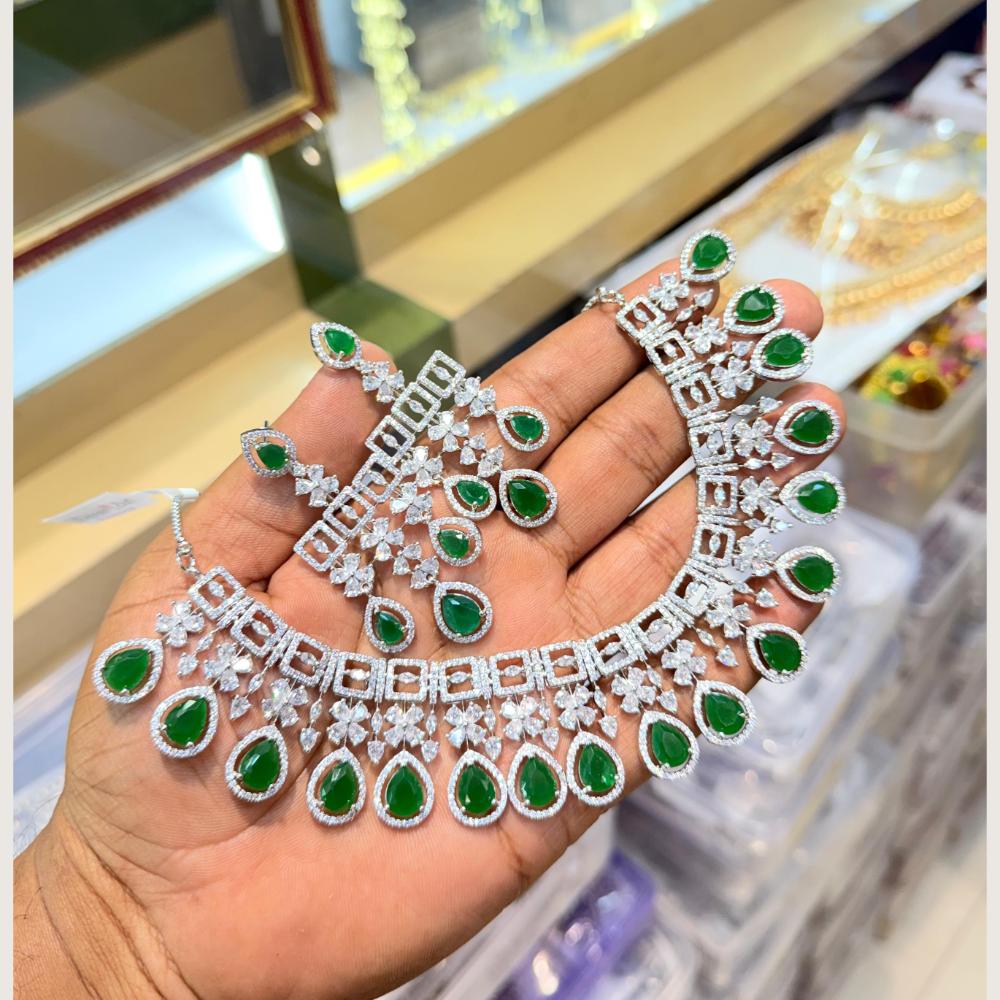 Manisha Jewellery Premium American Diamond Designer Necklace Set