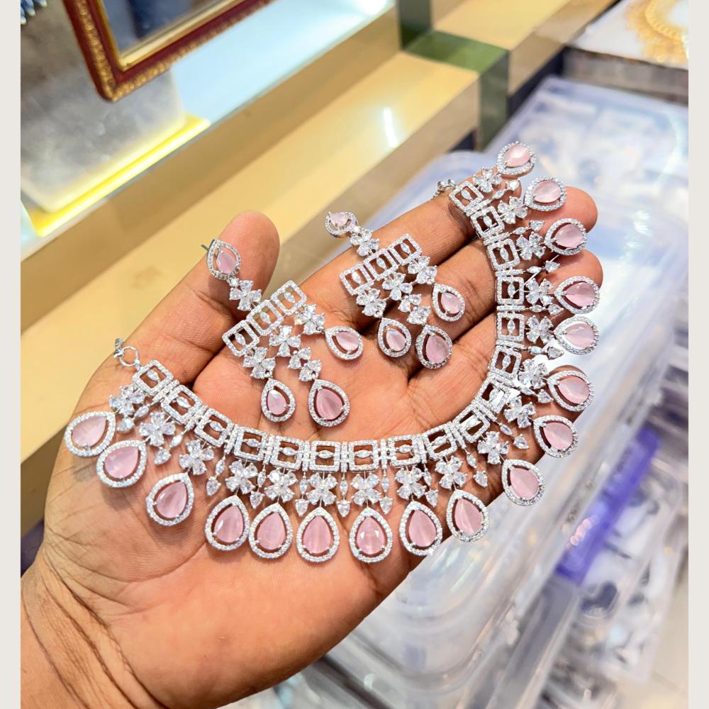 Manisha Jewellery Premium American Diamond Designer Necklace Set