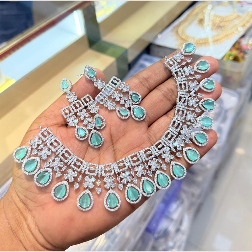 Manisha Jewellery Premium American Diamond Designer Necklace Set