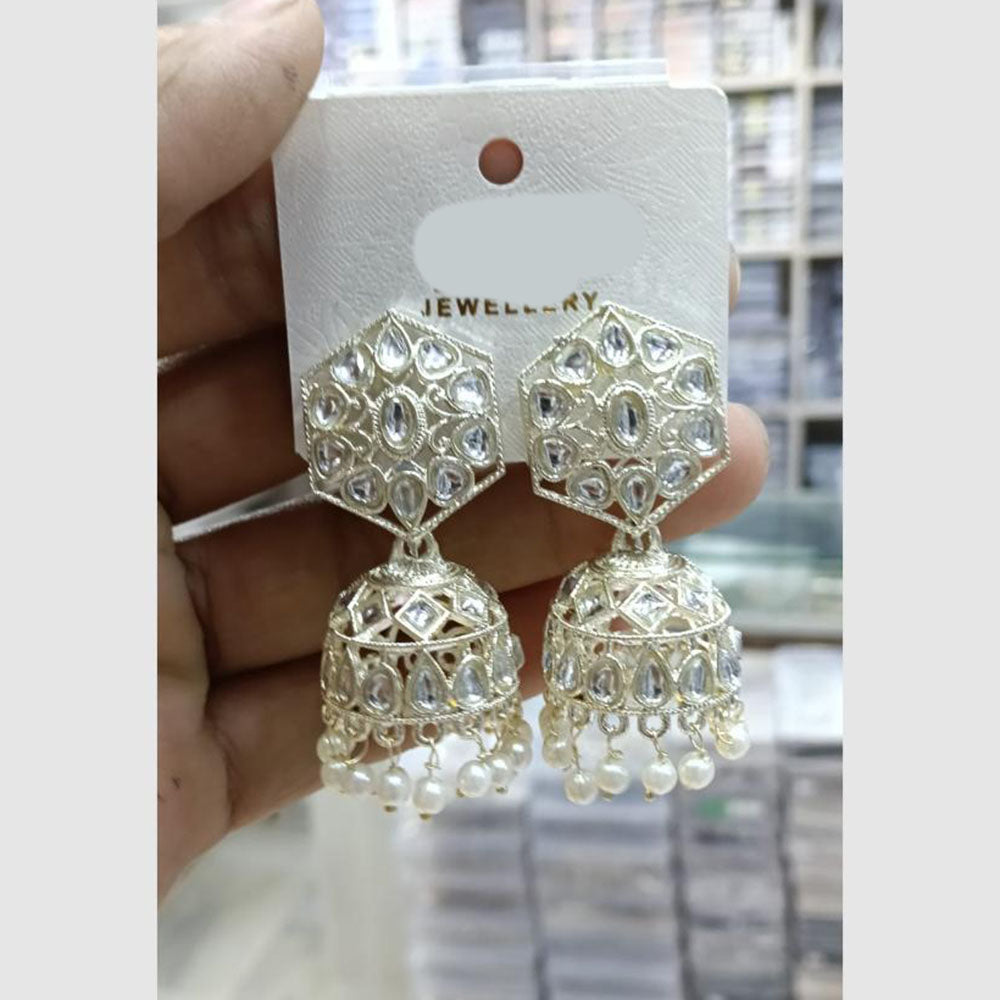 Manisha Jewellery Grand Kundan Stone And Pearl Jhumki Earrings