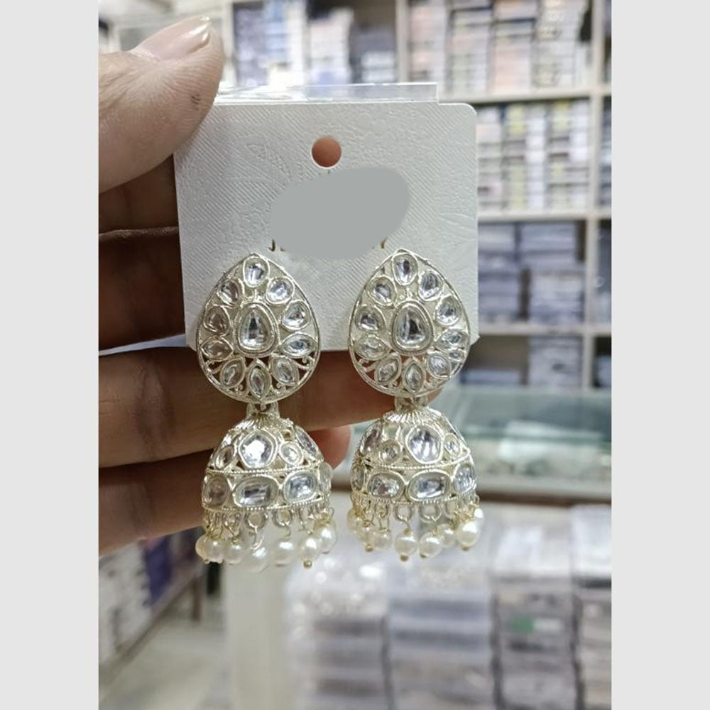 Manisha Jewellery Grand Kundan Stone And Pearl Jhumki Earrings