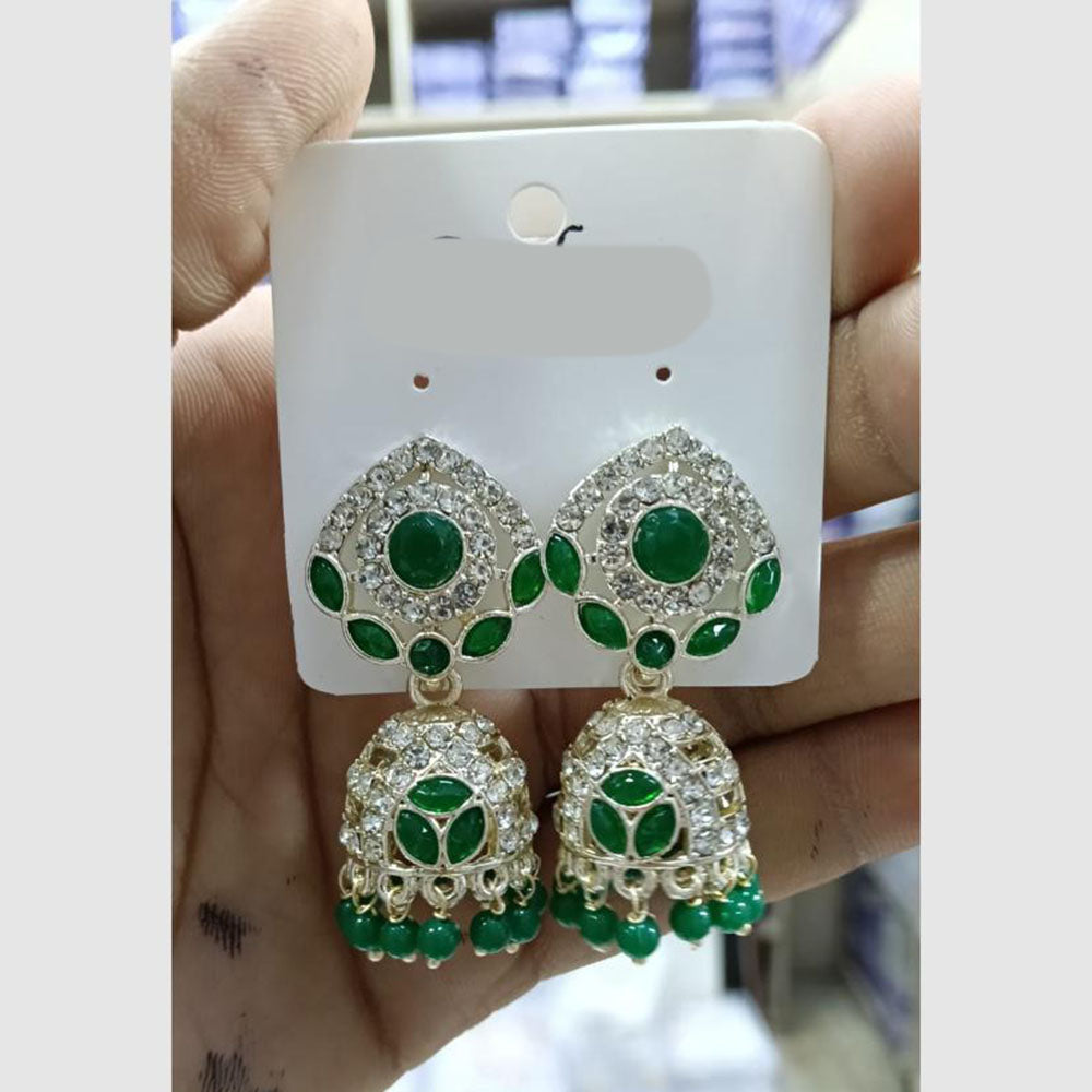 Manisha Jewellery Grand Pota Stone Austrian Stone With Pearl Jhumki Earrings