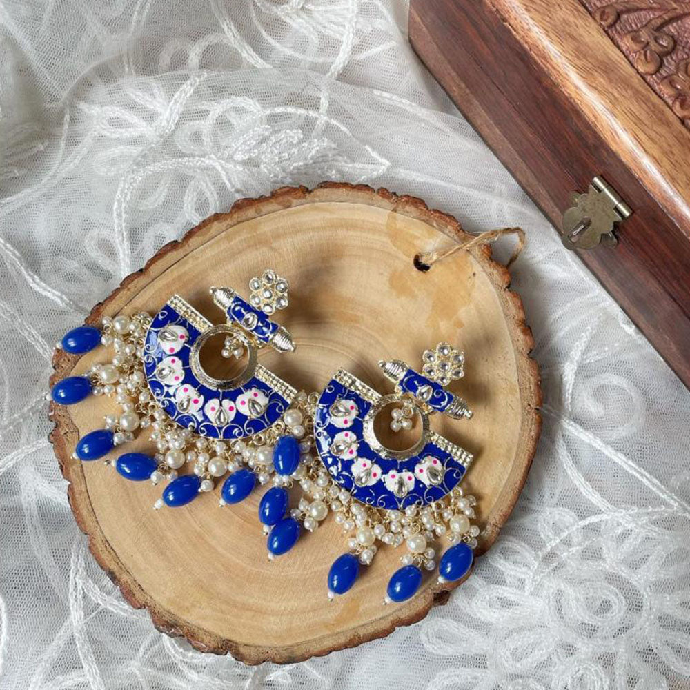 Manisha Jewellery Polki Kundan Meenakari With Pearl Dangler Earrings