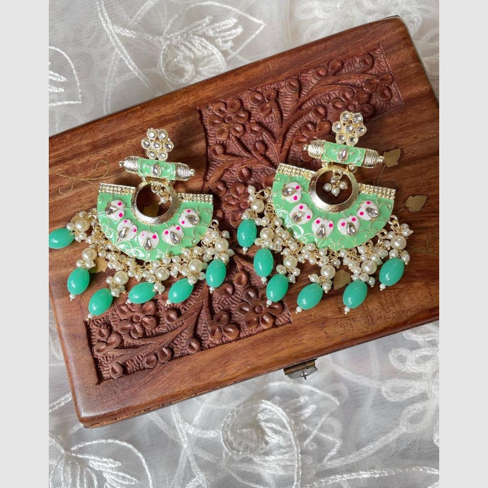 Manisha Jewellery Polki Kundan Meenakari With Pearl Dangler Earrings