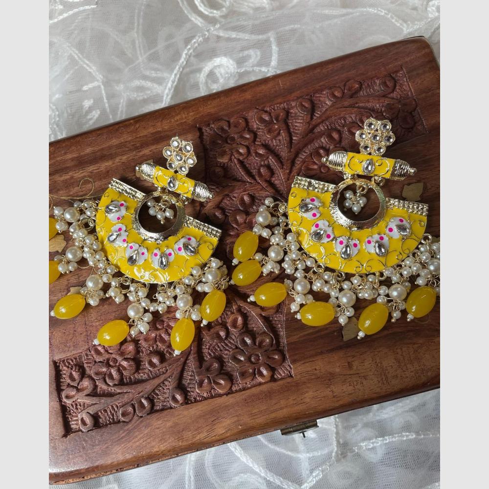Manisha Jewellery Polki Kundan Meenakari With Pearl Dangler Earrings