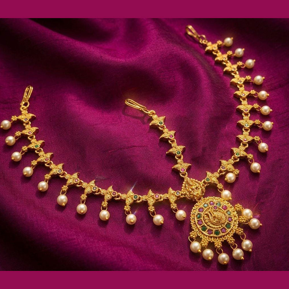Manisha Jewellery Premium Pota Stone And Pearl Damini Maangtikka