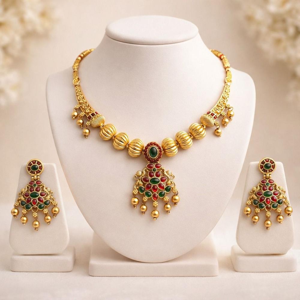Manisha Jewellery Trendy Pota Stone And Beads Necklace Set