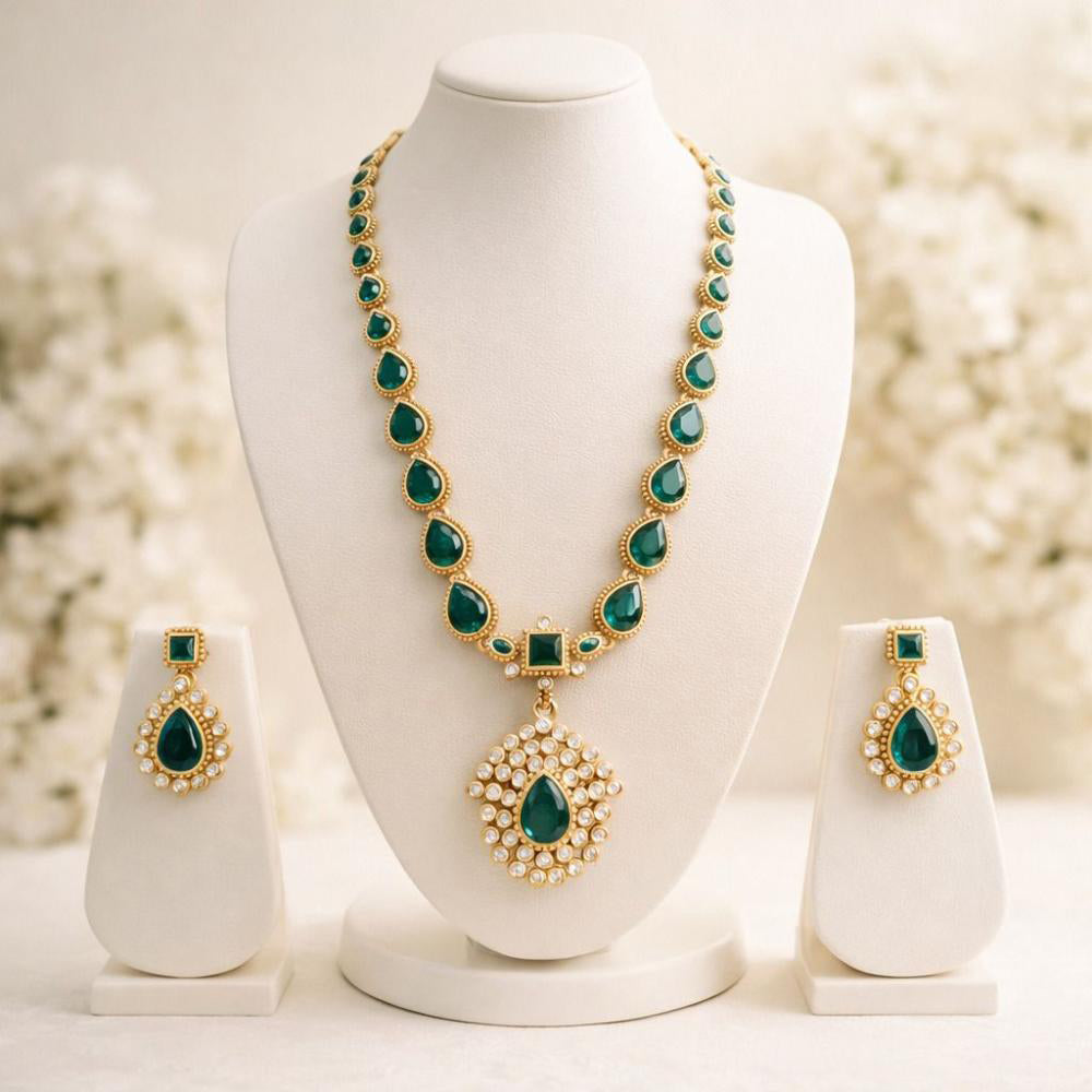 Manisha Jewellery Trendy Pota Stone And Beads Necklace Set