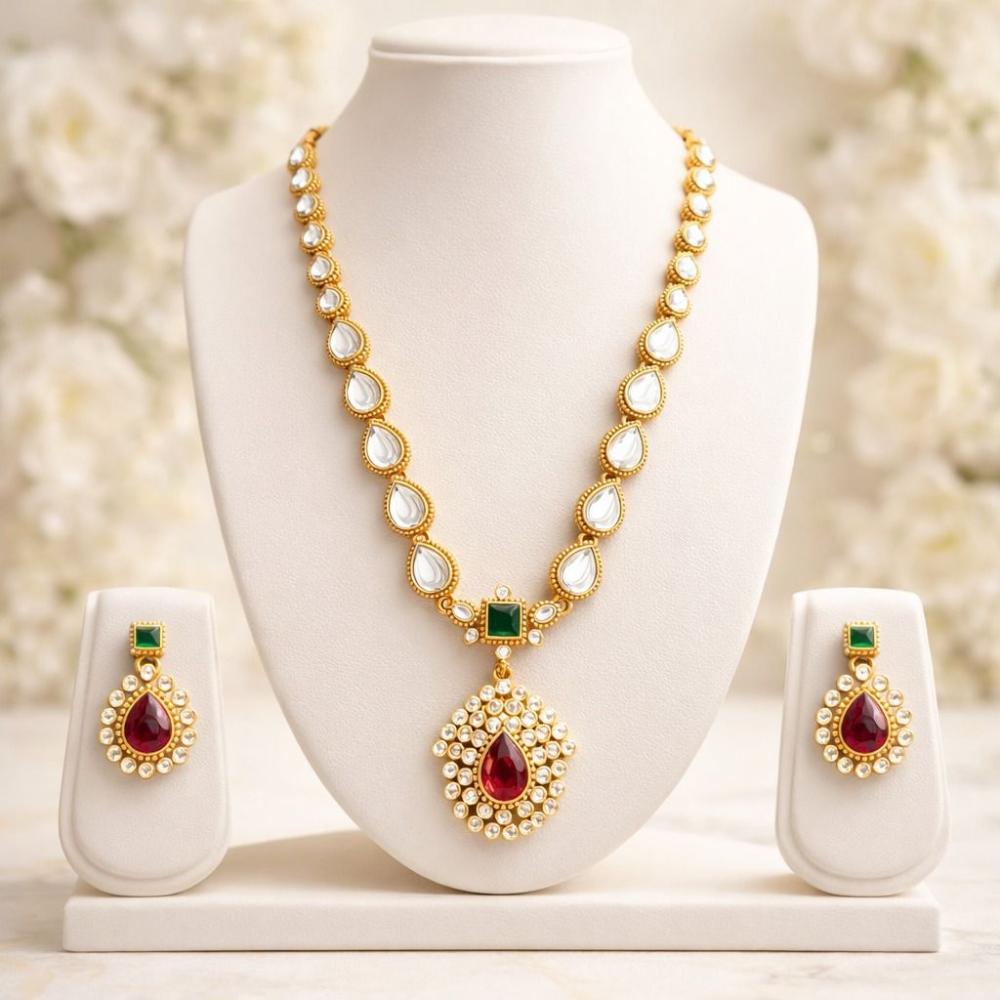 Manisha Jewellery Trendy Pota Stone And Beads Necklace Set