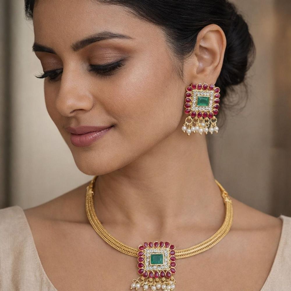 Manisha Jewellery Trendy Pota Stone And Beads Necklace Set