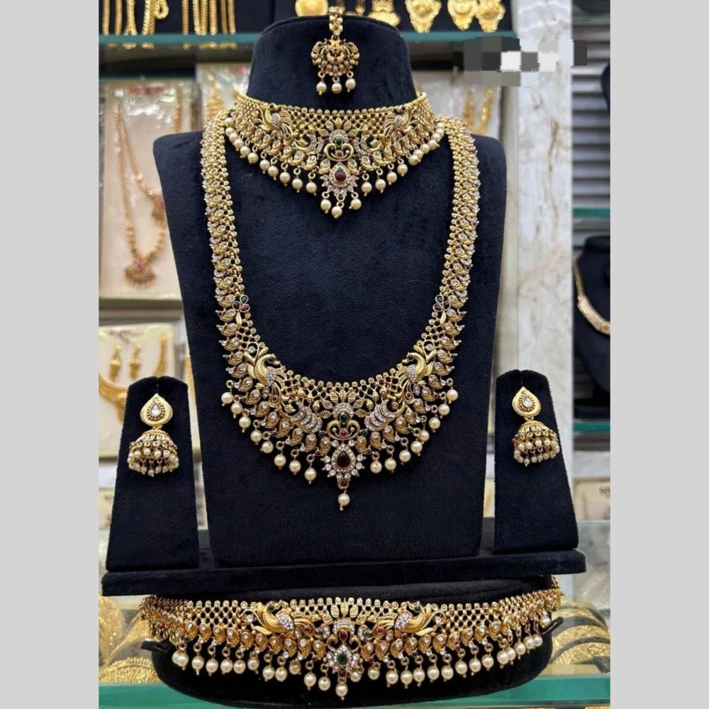 Manisha Jewellery Pota Stone And Pearl Combo Set