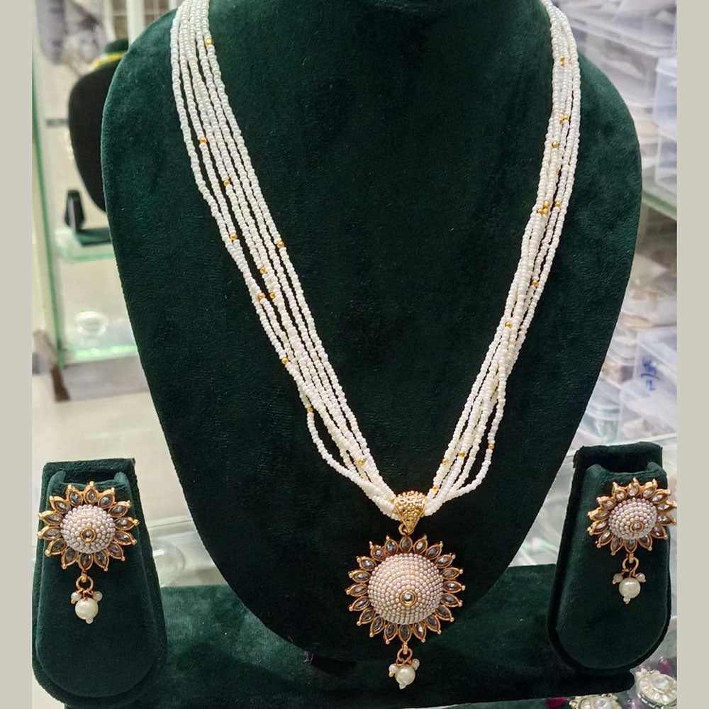 Manisha Jewellery Trendy Pota Stone Pearl Long Necklace Set