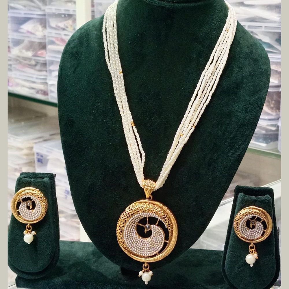 Manisha Jewellery Trendy Pota Stone Pearl Long Necklace Set