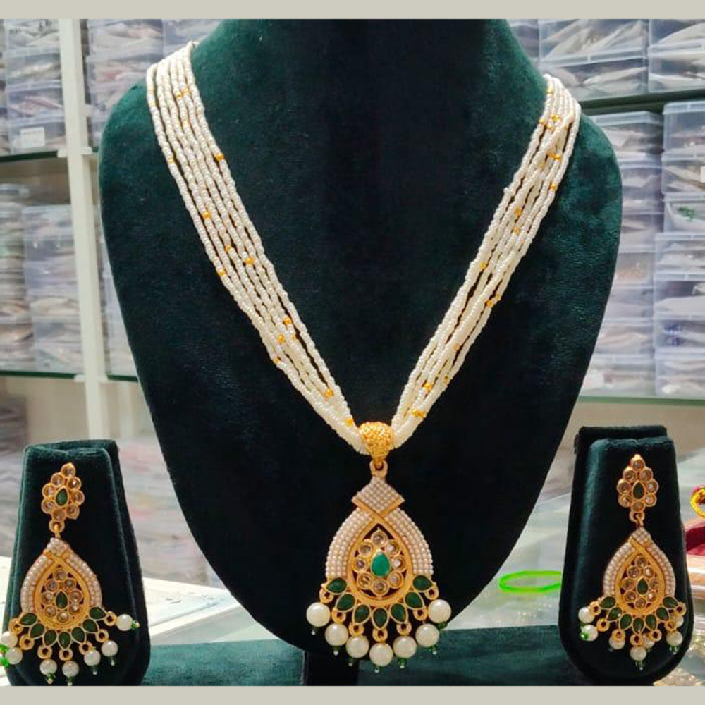 Manisha Jewellery Trendy Pota Stone Pearl Long Necklace Set