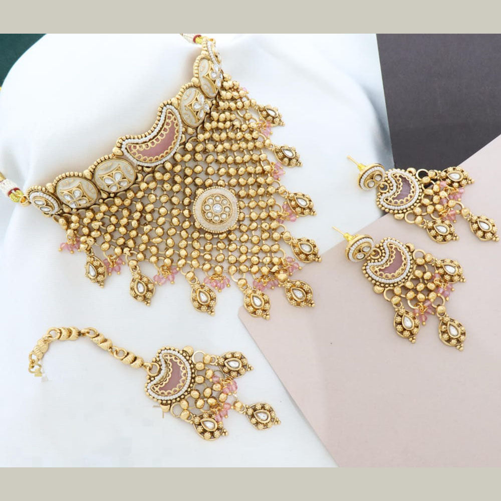 Manisha Jewellery Trendy Kundan Stone And Pearl Choker Necklace Set
