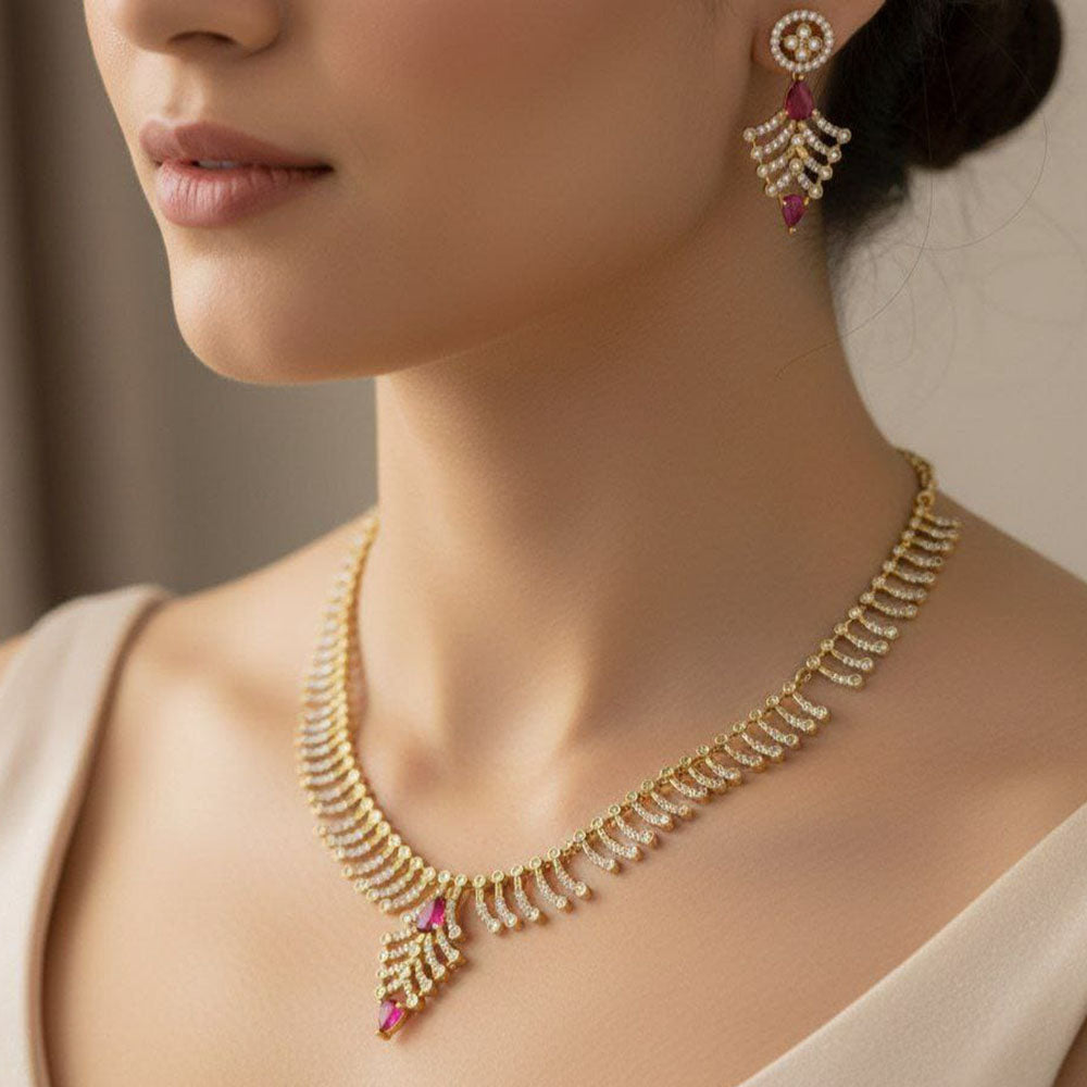 Manisha Jewellery Royal Crystal Stone Statement Necklace Set