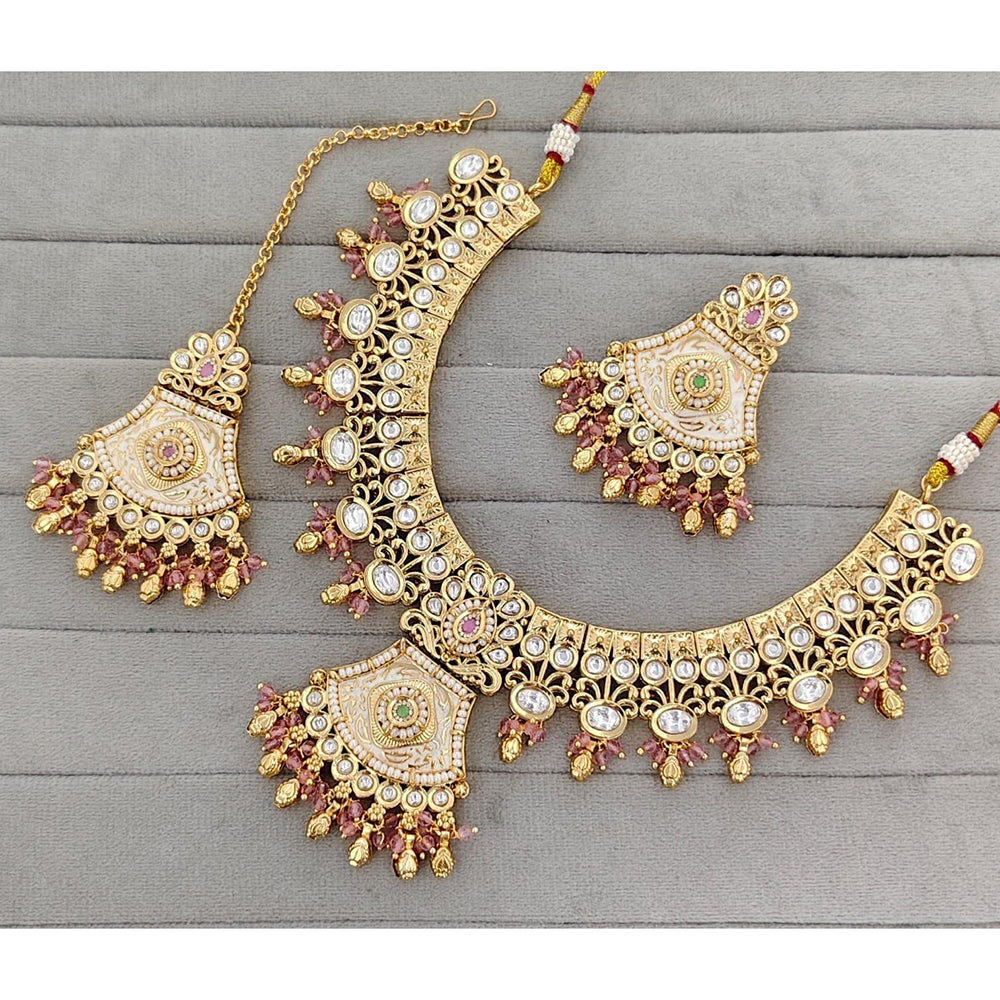 Manisha Jewellery Royal Pota Stone And Pearl Meenakari Necklace Set