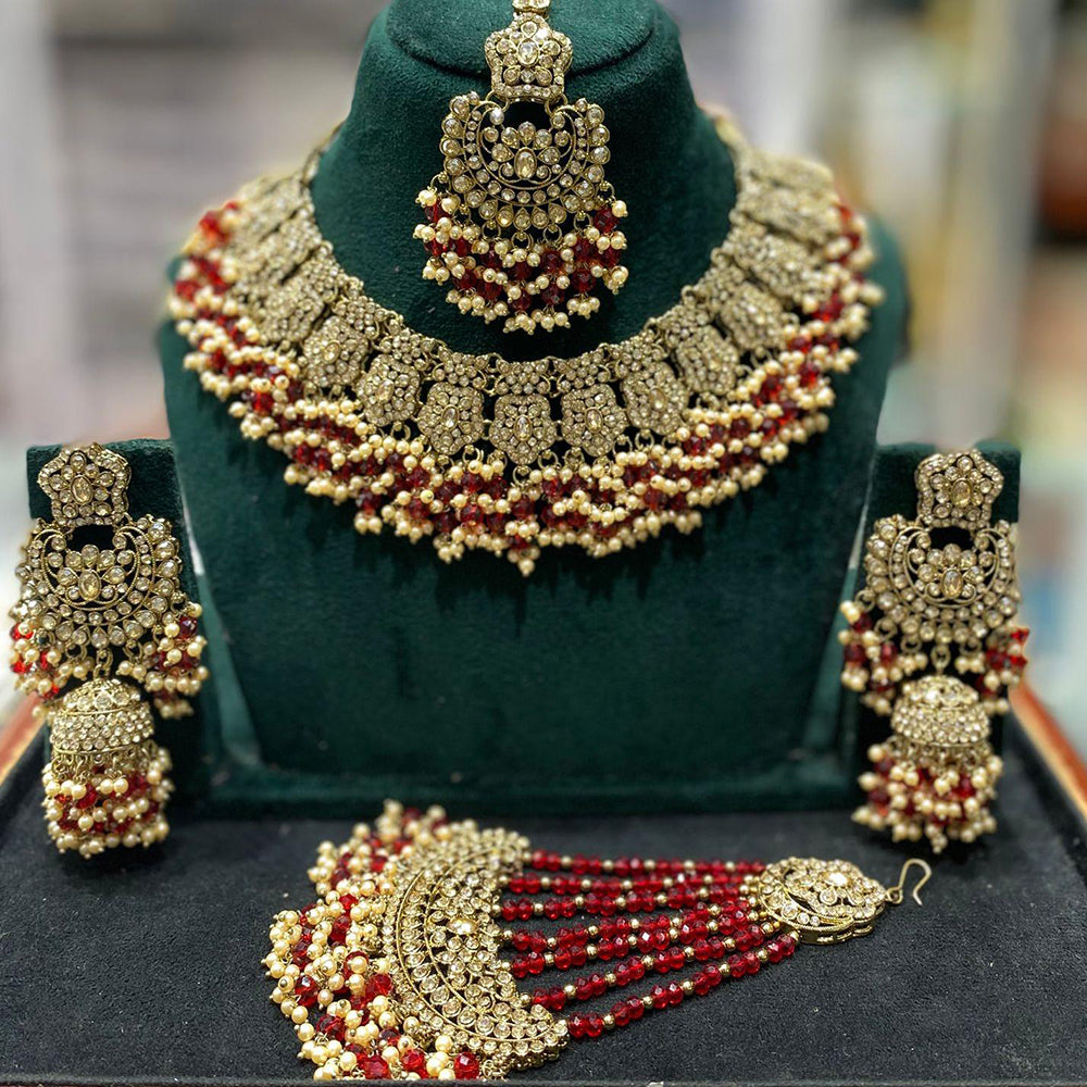 Manisha Jewellery Sparkling Crystal Necklace And Pearl Necklace Set