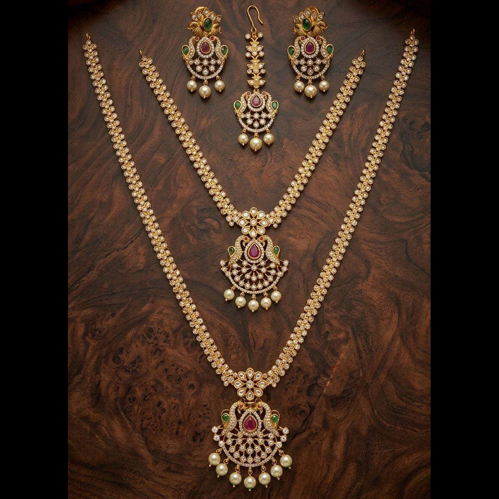 Manisha Jewellery Luxury Pota Stone And Austrian Pearl Double Necklace Set