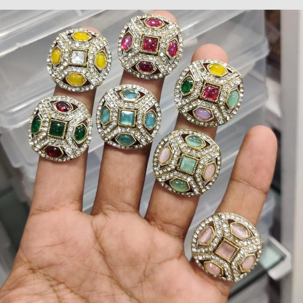 Manisha Jewellery Crystal Stone And Pearl Statement Ring for Women