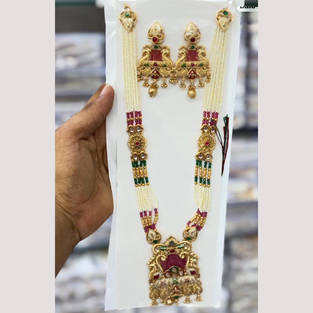 Manisha Jewellery Elegant Pota Stone And Pearl Long Necklace Set